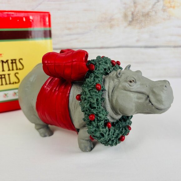 Silver Deer Tom Rubel Christmas Animals Hippo Figurine - Picture 1 of 9